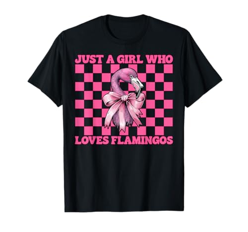 Nur EIN Mädchen, das Flamingos liebt Flamingo Girl Coquette Bow T-Shirt von Womens Pink Coquette Bow Flamingo Animal Gifts