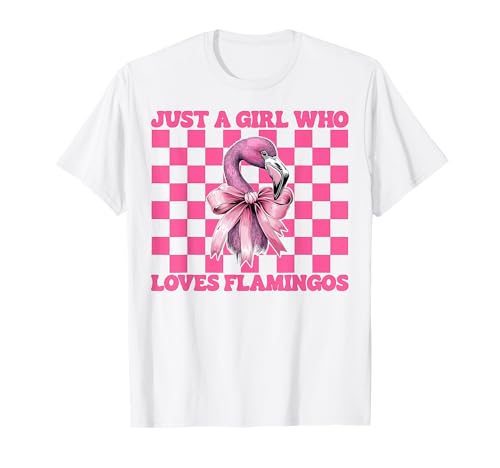 Nur EIN Mädchen, das Flamingos liebt Flamingo Girl Coquette Bow T-Shirt von Womens Pink Coquette Bow Flamingo Animal Gifts