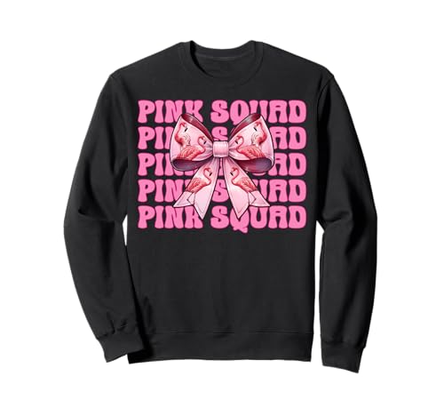 Pink Squad Flamingo Girl Mom Rosa Kokette Schleife Sweatshirt von Womens Pink Coquette Bow Flamingo Animal Gifts