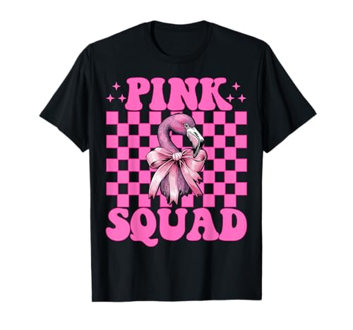 Pink Squad Flamingo Girl Mom Rosa Kokette Schleife T-Shirt von Womens Pink Coquette Bow Flamingo Animal Gifts