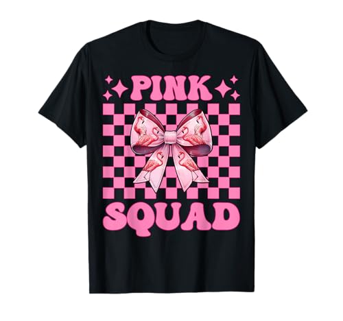 Pink Squad Flamingo Girl Mom Rosa Kokette Schleife T-Shirt von Womens Pink Coquette Bow Flamingo Animal Gifts
