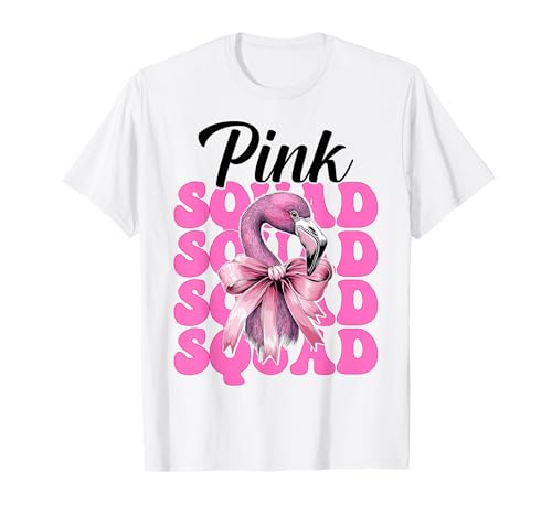 Pink Squad Flamingo Girl Mom Rosa Kokette Schleife T-Shirt Pink Squad Flamingo Girl Mom Rosa Kokette Schleife T-Shirt von Womens Pink Coquette Bow Flamingo Animal Gifts