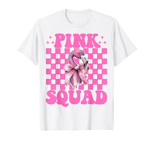 Pink Squad Flamingo Girl Mom Rosa Kokette Schleife T-Shirt von Womens Pink Coquette Bow Flamingo Animal Gifts