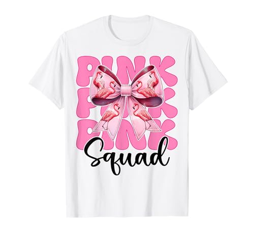 Pink Squad Flamingo Girl Mom Rosa Kokette Schleife T-Shirt Pink Squad Flamingo Girl Mom Rosa Kokette Schleife T-Shirt von Womens Pink Coquette Bow Flamingo Animal Gifts