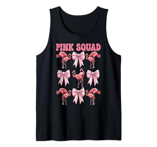 Pink Squad Flamingo Girl Mom Rosa Kokette Schleife Tank Top von Womens Pink Coquette Bow Flamingo Animal Gifts