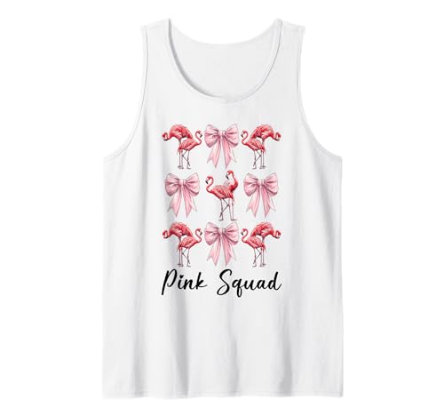 Pink Squad Flamingo Girl Mom Rosa Kokette Schleife Tank Top von Womens Pink Coquette Bow Flamingo Animal Gifts