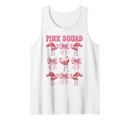 Pink Squad Flamingo Girl Mom Rosa Kokette Schleife Tank Top von Womens Pink Coquette Bow Flamingo Animal Gifts