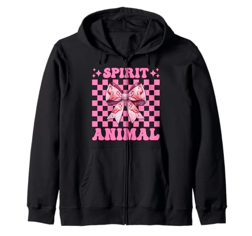 Spirit Animal Flamingo Girl Mom Rosa Kokette Schleife Kapuzenjacke von Womens Pink Coquette Bow Flamingo Animal Gifts