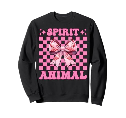Spirit Animal Flamingo Girl Mom Rosa Kokette Schleife Sweatshirt von Womens Pink Coquette Bow Flamingo Animal Gifts