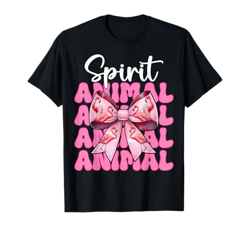 Spirit Animal Flamingo Girl Mom Rosa Kokette Schleife T-Shirt von Womens Pink Coquette Bow Flamingo Animal Gifts