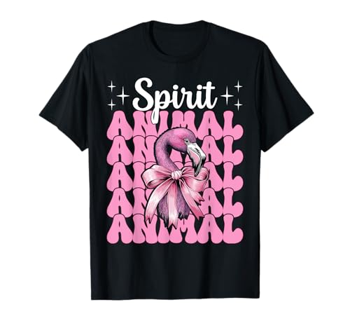 Spirit Animal Flamingo Girl Mom Rosa Kokette Schleife T-Shirt von Womens Pink Coquette Bow Flamingo Animal Gifts