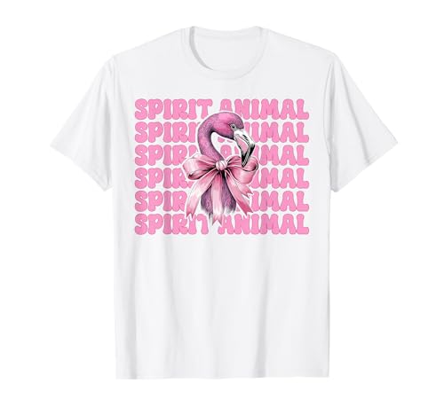 Spirit Animal Flamingo Girl Mom Rosa Kokette Schleife T-Shirt von Womens Pink Coquette Bow Flamingo Animal Gifts