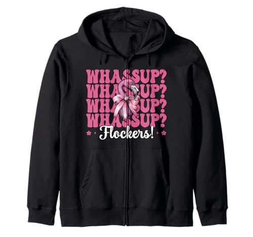 Whassup? Flockers! Lustige Flamingo-Mädchen-Mama-Schleife, Rosa Kapuzenjacke von Womens Pink Coquette Bow Flamingo Animal Gifts
