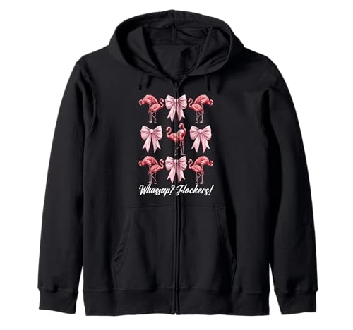 Whassup? Flockers! Lustige Flamingo-Mädchen-Mama-Schleife, Rosa Kapuzenjacke von Womens Pink Coquette Bow Flamingo Animal Gifts