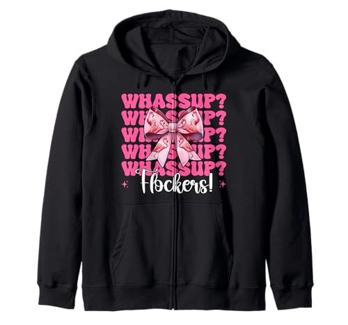Whassup? Flockers! Lustige Flamingo-Mädchen-Mama-Schleife, Rosa Kapuzenjacke von Womens Pink Coquette Bow Flamingo Animal Gifts