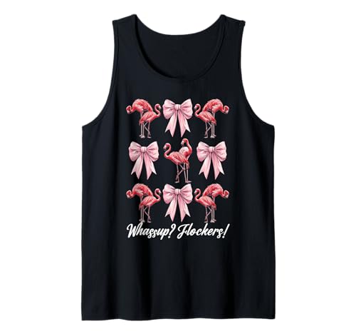 Whassup? Flockers! Lustige Flamingo-Mädchen-Mama-Schleife, Rosa Tank Top von Womens Pink Coquette Bow Flamingo Animal Gifts