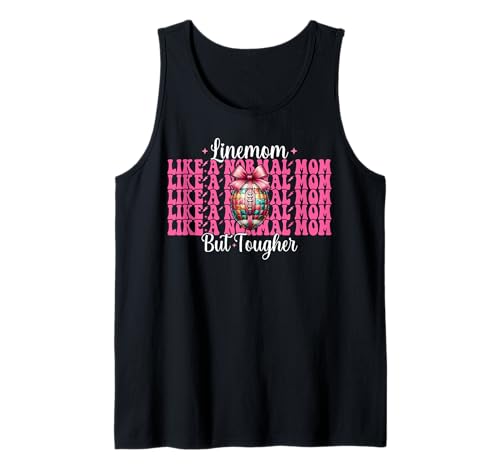 Linemom Like A Normal Mom Fußball Mama Muttertag Tank Top von Womens Pink Coquette Bow Football Player Gifts