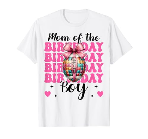 Mama des Geburtstagskindes Football Mama Mama Pink Coquette Bow T-Shirt Mama des Geburtstagskindes Football Mama Mama Pink Coquette Bow T-Shirt von Womens Pink Coquette Bow Football Player Gifts