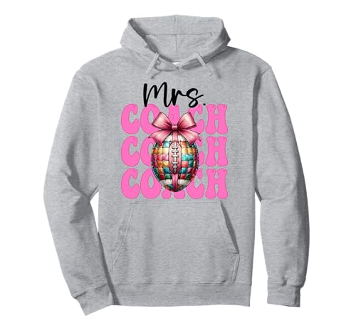 Mrs. Coach Fußball Mama Fußball Ehefrau Muttertag Kokette Pullover Hoodie Mrs. Coach Fußball Mama Fußball Ehefrau Muttertag Kokette Pullover Hoodie von Womens Pink Coquette Bow Football Player Gifts