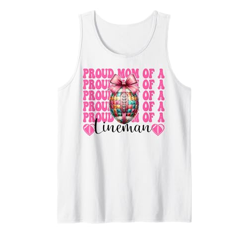 Proud Mom Of A Lineman Football-Mama Muttertags-Kokette Tank Top Proud Mom Of A Lineman Football-Mama Muttertags-Kokette Tank Top von Womens Pink Coquette Bow Football Player Gifts