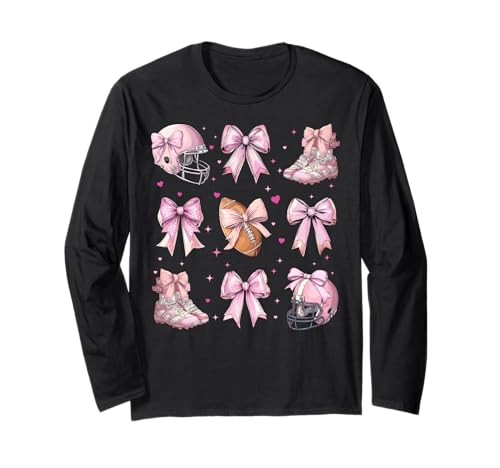 Fußball Sport Spieler Mädchen Kokette Schleife Rosa Mama Mama Langarmshirt Fußball Sport Spieler Mädchen Kokette Schleife Rosa Mama Mama Langarmshirt von Womens Pink Coquette Bow Football Sport Gifts
