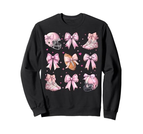 Fußball Sport Spieler Mädchen Kokette Schleife Rosa Mama Mama Sweatshirt Fußball Sport Spieler Mädchen Kokette Schleife Rosa Mama Mama Sweatshirt von Womens Pink Coquette Bow Football Sport Gifts