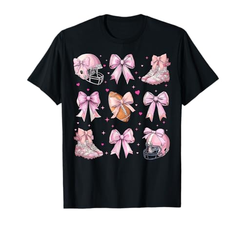 Fußball Sport Spieler Mädchen Kokette Schleife Rosa Mama Mama T-Shirt Fußball Sport Spieler Mädchen Kokette Schleife Rosa Mama Mama T-Shirt von Womens Pink Coquette Bow Football Sport Gifts
