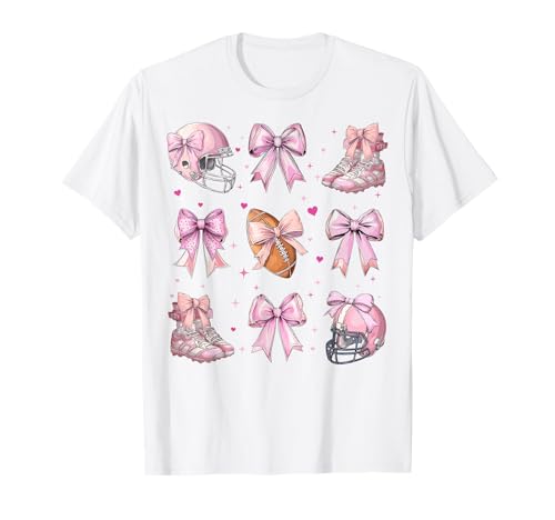 Fußball Sport Spieler Mädchen Kokette Schleife Rosa Mama Mama T-Shirt Fußball Sport Spieler Mädchen Kokette Schleife Rosa Mama Mama T-Shirt von Womens Pink Coquette Bow Football Sport Gifts