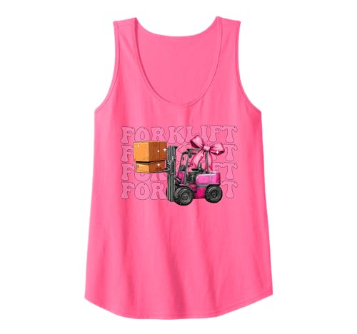 Coquette Bow Gabelstapler Operator Gabelstapler Fahrer Mädchen Mama Rosa Tank Top von Womens Pink Coquette Bow Forklift Operator Gifts