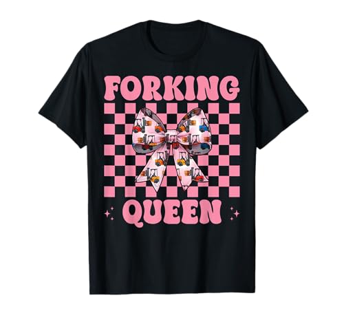 Forking Queen Gabelstaplerfahrer Gabelstaplerfahrer Mädchen Mama T-Shirt von Womens Pink Coquette Bow Forklift Operator Gifts