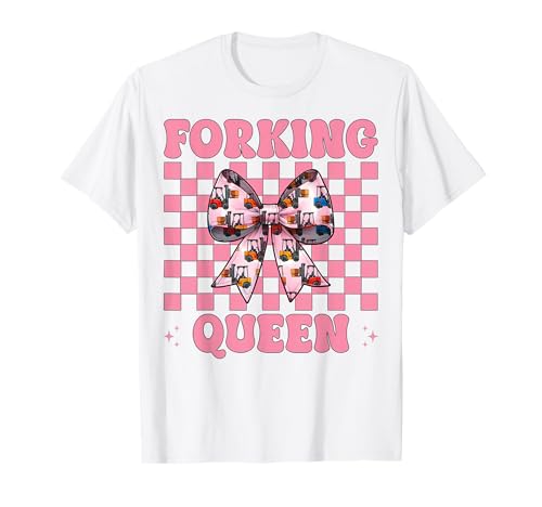 Forking Queen Gabelstaplerfahrer Gabelstaplerfahrer Mädchen Mama T-Shirt von Womens Pink Coquette Bow Forklift Operator Gifts