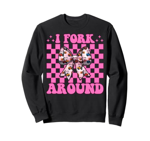I Fork Around Gabelstapler Bediener Gabelstapler Fahrer Mädchen Mama Sweatshirt von Womens Pink Coquette Bow Forklift Operator Gifts