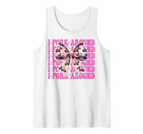 I Fork Around Gabelstapler Bediener Gabelstapler Fahrer Mädchen Mama Tank Top von Womens Pink Coquette Bow Forklift Operator Gifts