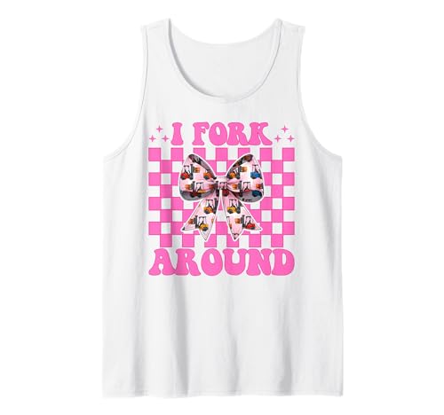 I Fork Around Gabelstapler Bediener Gabelstapler Fahrer Mädchen Mama Tank Top von Womens Pink Coquette Bow Forklift Operator Gifts