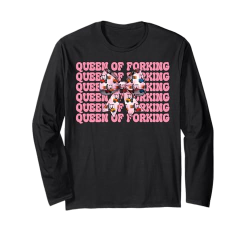 Queen of Forking Gabelstapler Bediener Gabelstapler Fahrer Mädchen Mama Langarmshirt von Womens Pink Coquette Bow Forklift Operator Gifts