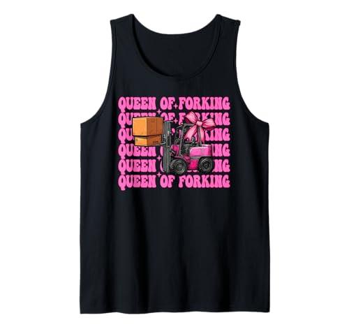 Queen of Forking Gabelstapler Bediener Gabelstapler Fahrer Mädchen Mama Tank Top von Womens Pink Coquette Bow Forklift Operator Gifts