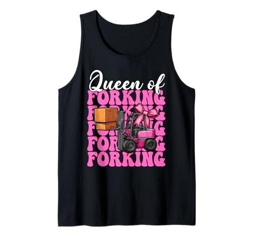 Queen of Forking Gabelstapler Bediener Gabelstapler Fahrer Mädchen Mama Tank Top von Womens Pink Coquette Bow Forklift Operator Gifts