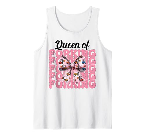 Queen of Forking Gabelstapler Bediener Gabelstapler Fahrer Mädchen Mama Tank Top von Womens Pink Coquette Bow Forklift Operator Gifts