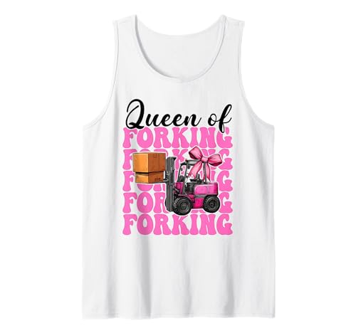 Queen of Forking Gabelstapler Bediener Gabelstapler Fahrer Mädchen Mama Tank Top von Womens Pink Coquette Bow Forklift Operator Gifts