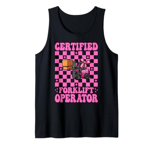 Zertifizierter Gabelstaplerfahrer Gabelstaplerfahrer Mädchen Tank Top von Womens Pink Coquette Bow Forklift Operator Gifts