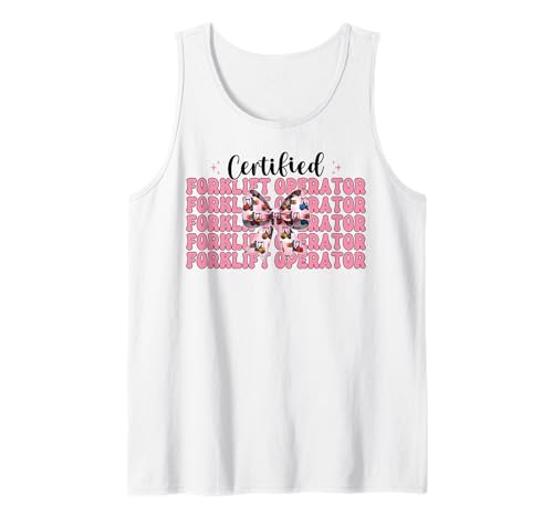 Zertifizierter Gabelstaplerfahrer Gabelstaplerfahrer Mädchen Tank Top von Womens Pink Coquette Bow Forklift Operator Gifts