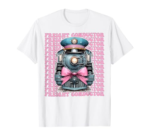 Güterleiter Zug Fahrer Lokomotive Mädchen Kokette Bogen T-Shirt Güterleiter Zug Fahrer Lokomotive Mädchen Kokette Bogen T-Shirt von Womens Pink Coquette Bow Freight Conductor Gifts