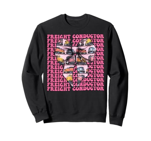 Güterleiter Zug Fahrer Lokomotive Zug Mädchen Sweatshirt Güterleiter Zug Fahrer Lokomotive Zug Mädchen Sweatshirt von Womens Pink Coquette Bow Freight Conductor Gifts