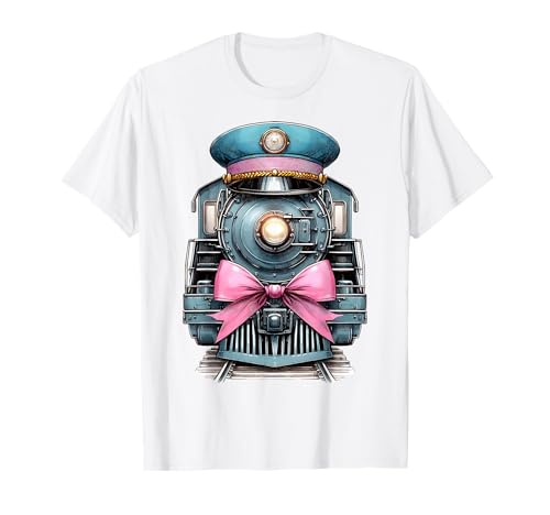 Kokette Bogenzug Fahrer Güterleiter Lokomotive Mädchen T-Shirt Kokette Bogenzug Fahrer Güterleiter Lokomotive Mädchen T-Shirt von Womens Pink Coquette Bow Freight Conductor Gifts