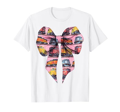 Kokette Bogenzug Fahrer Güterleiter Lokomotive Mädchen T-Shirt Kokette Bogenzug Fahrer Güterleiter Lokomotive Mädchen T-Shirt von Womens Pink Coquette Bow Freight Conductor Gifts