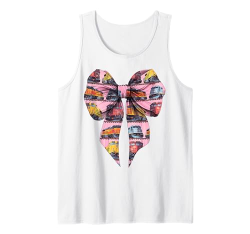 Kokette Bogenzug Fahrer Güterleiter Lokomotive Mädchen Tank Top Kokette Bogenzug Fahrer Güterleiter Lokomotive Mädchen Tank Top von Womens Pink Coquette Bow Freight Conductor Gifts