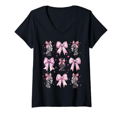 Damen Genealogie DNA Familiengeschichte Ancestry Girl Kokette Bogen Mama T-Shirt mit V-Ausschnitt Damen Genealogie DNA Familiengeschichte Ancestry Girl Kokette Bogen Mama T-Shirt mit V-Ausschnitt von Womens Pink Coquette Bow Genealogy Dna Gifts