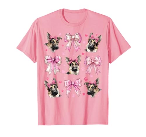 Deutscher Schäferhund Mama Mädchen Kokette Schleife Rosa T-Shirt von Womens Pink Coquette Bow German Shepherd Dog Gifts