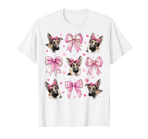 Deutscher Schäferhund Mama Mädchen Kokette Schleife Rosa T-Shirt von Womens Pink Coquette Bow German Shepherd Dog Gifts