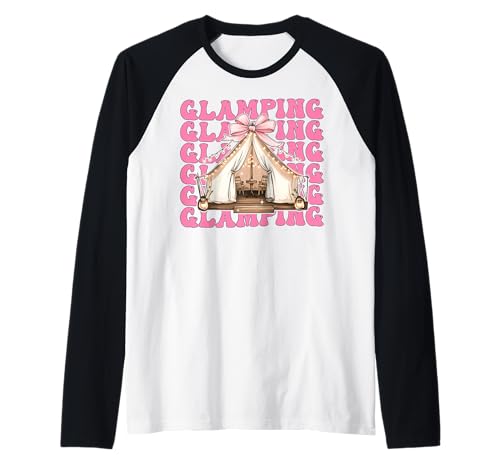 Coquette Bow Glamping Glamper Camping für Mädchen, Mama, Muttertag Raglan von Womens Pink Coquette Bow Glamping Glamper Gifts